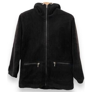 Vintage NILS Resort Collection Womens Sz S Lined Hooded Fleece Jacket Coat Black